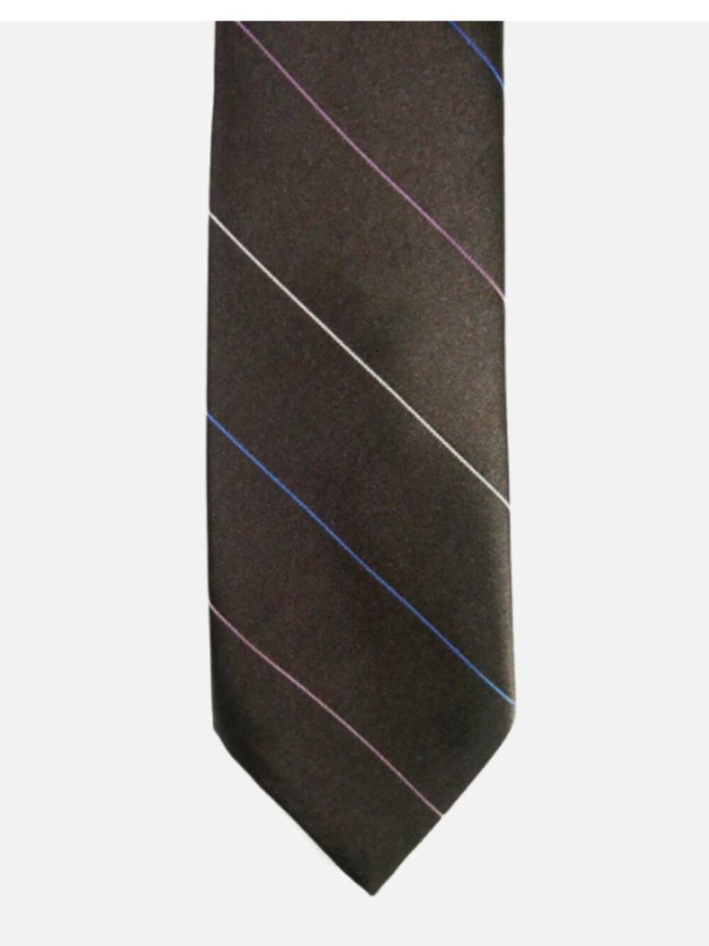 Hennessey Couture Silk Blend Tie Brown Striped 3" Slim Excellent